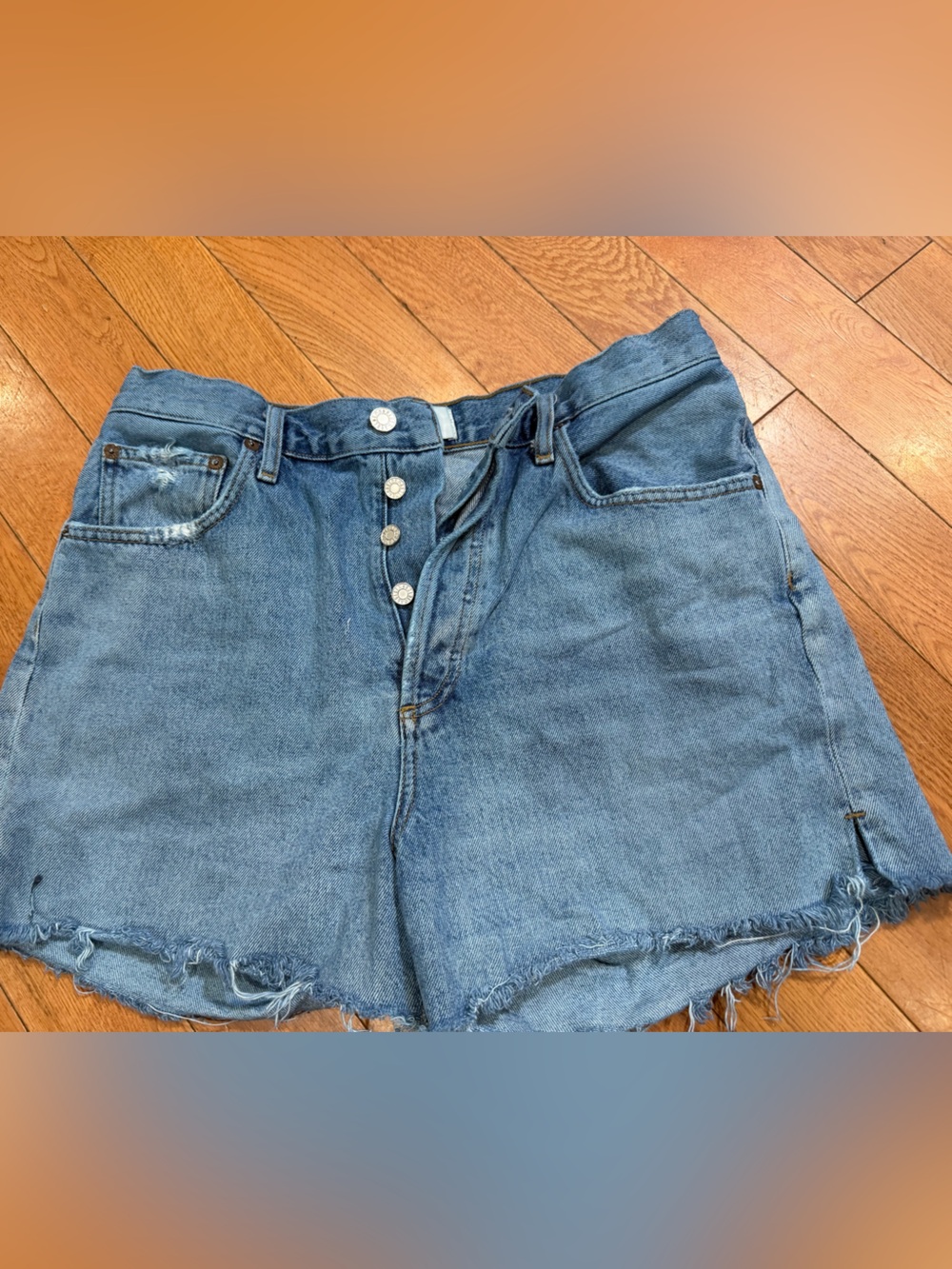 AGOLDE Distressed Denim Shorts Light Wash Size 29